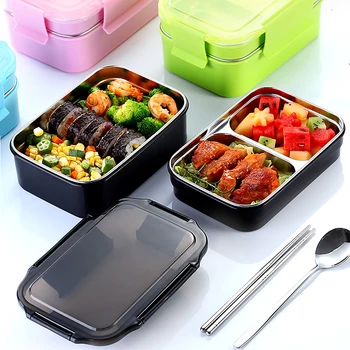 

GURET Durable Stainless Steel Lunch Box Two-layer Food Container Portable Leakproof Insulation Child Student Adult Bento Box