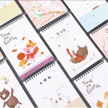

1Pcs Cartoon Mini Rollover Portable Coil Notebook Cute Animal Loose-leaf Notepad Diary Writting Paper School Supplies Stationery