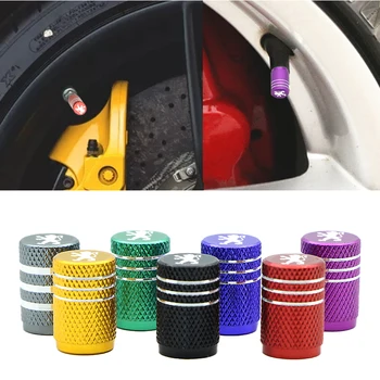 

4pcs Car Wheel Tire Valves Tyre Air Caps Car Badge for Peugeots 107 108 206 207 308 307 508 2008 3008 Style Car Styling