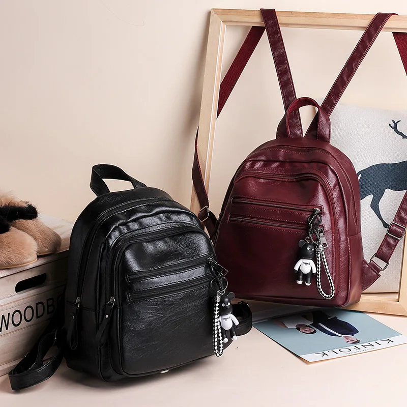 

Casual Women's Bag, Soft Leather, New Style, Double-shoulder Bag, Korean-style Students, Simple