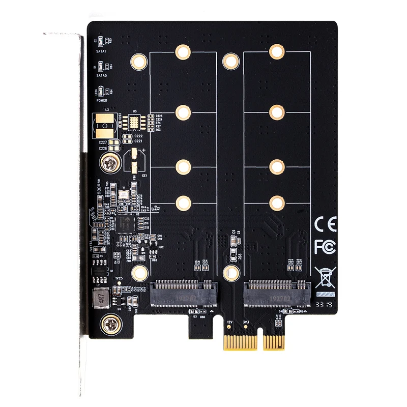 M.2 адаптер PCIE для M2 Универсальный адаптер с двойным M.2 NGFF SATA SSD B Ключ PCIe 3,0x1 адаптер с радиатором Поддержка 2230 2242 2260 2280 M2 SSD
