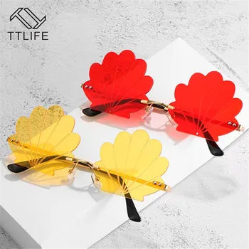 

TTLIFE Rimless Sunglasses 2020 Women Shell Sunglasses Metal Frameless Funny Party Sun Glasses Female Colorful Shades Oculos