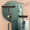 Hot Cold Digital Shower Set Quality Brass Thermostatic Bathroom Shower System Faucets Rainfall Shower Head Black Gold Shower Set 3