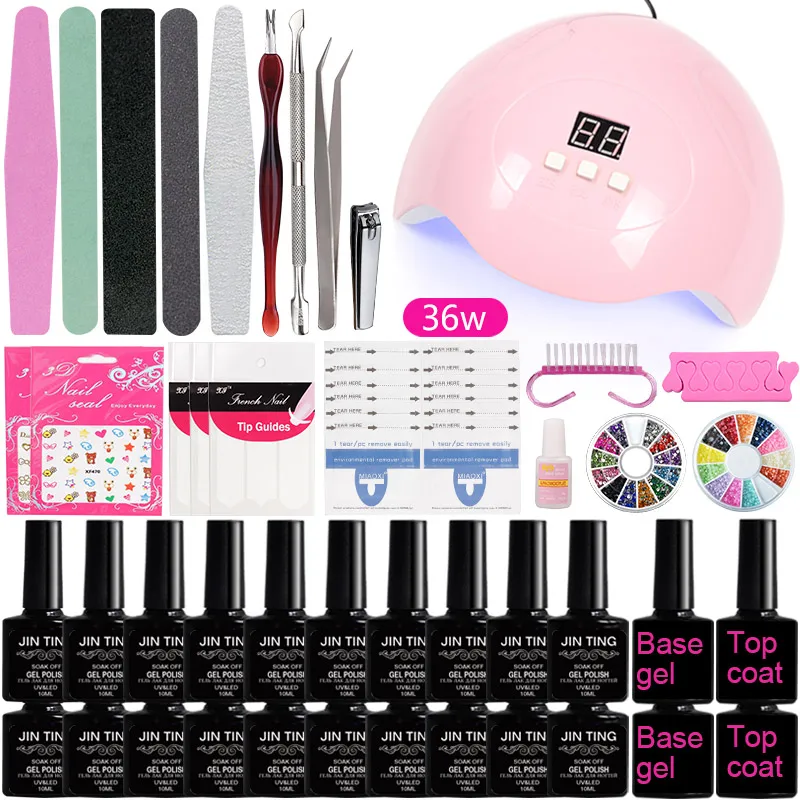 

A3 Acrylic Nail Set with UV LED Lamp Gel Varnish 12/24pcs Nail Gel Polish Kit Nail Kit Manicure Set Electirc Nail Drill Tools