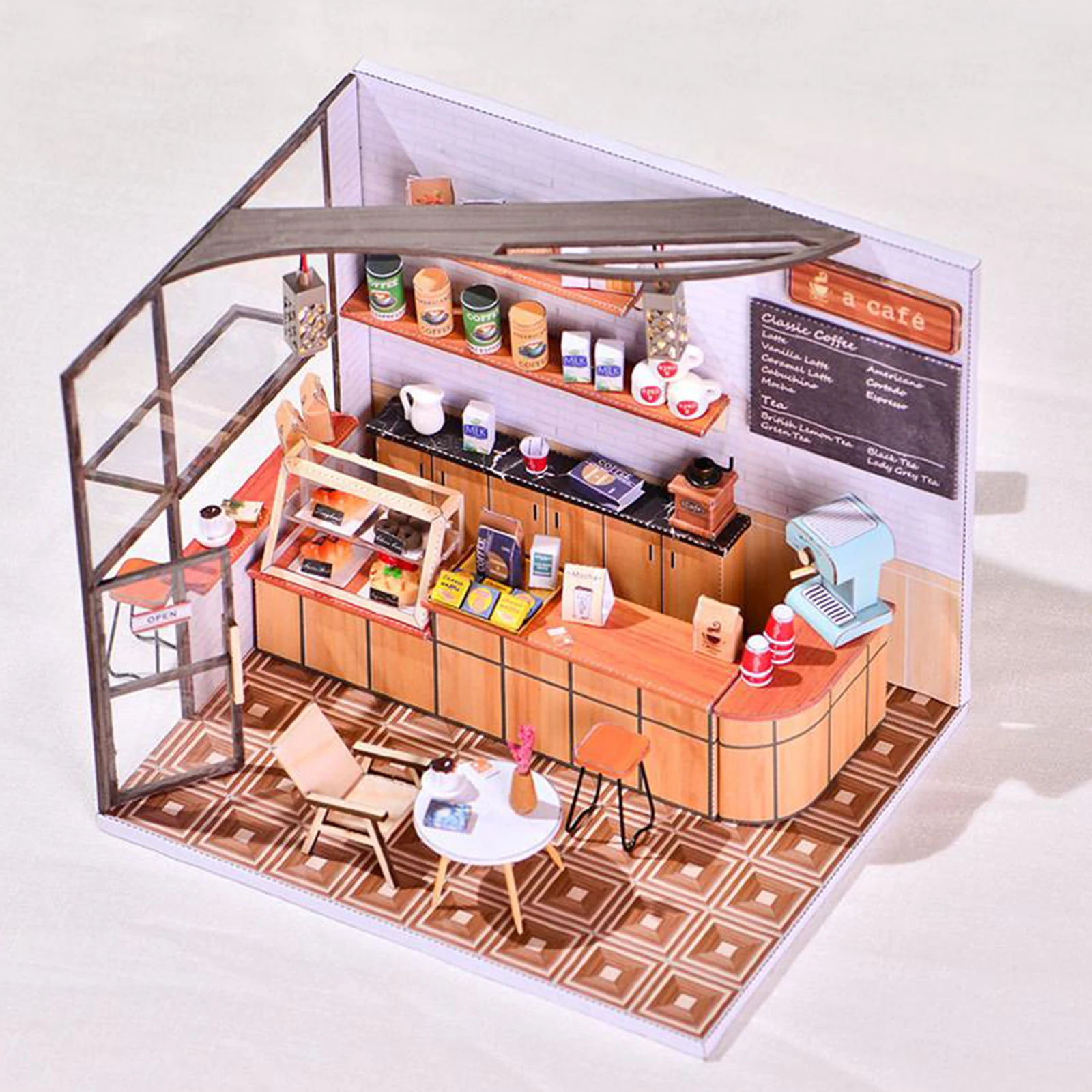 DIY DollHouse Wooden Doll Houses Miniature Dollhouse Furniture Kit Toys Coffee Shop Model for children Gift