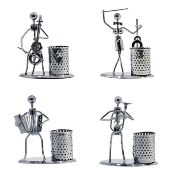 

Metal Wrought Iron Music Player Musician Pen Pencil Holder Desktop Storage Pot School Office Desk Decoration Gift 12 Styles C26