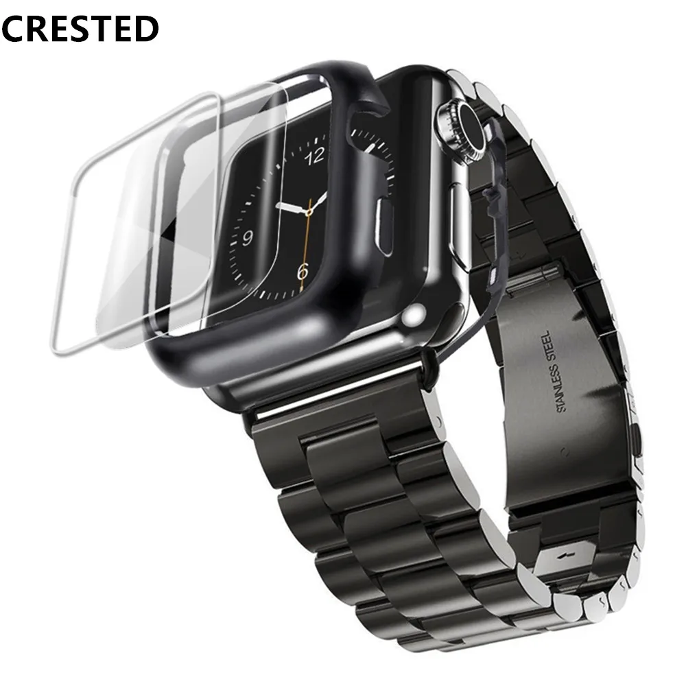Чехол и ремешок из нержавеющей стали для Apple Watch band 44 мм/40 мм iwatch 42 мм/38 браслет apple