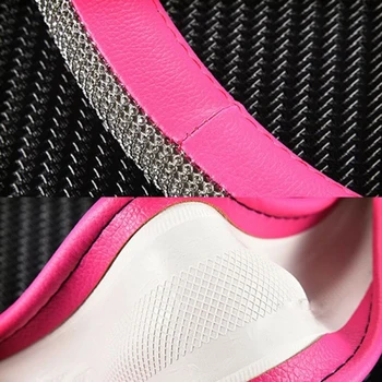 

Pink Car Crystal Steering Wheel Cover Decor 38cm 15invh Bling Bling Rhinestone Girl Lady Auto Accessories Case Car Styling