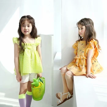

Pre-sale ZMHYAOKE 2020 INS Summer Baby Girl Shirts Toddler Girl Lotus Leaf Sleeve Clothes Kids Shirt for Girls Christmas Top
