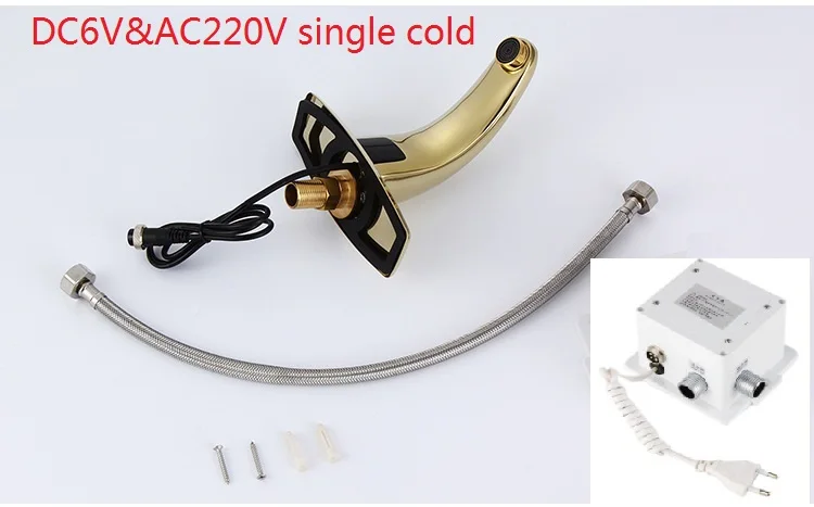 DCandAC single cold MTTUZK позолоченный автоматический сенсорный датчик для ванной комнаты, смесители для горячей и холодной воды, индуктивный Электрический смеситель для воды - Цвет: DCandAC single cold