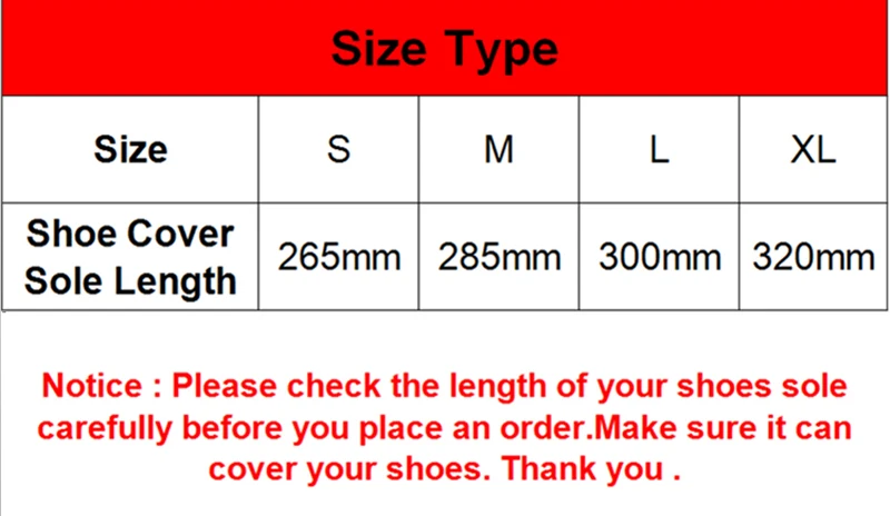 Size table