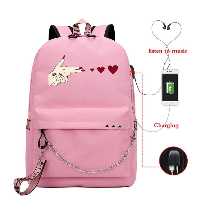 Women Book Bag 23 Lover Loser большие школьные сумки для девочек-подростков, рюкзак с зарядкой через Usb, женская сумка для книг, большая школьная сумка, молодежная сумка для отдыха и колледжа - Цвет: Women Book Bag 23