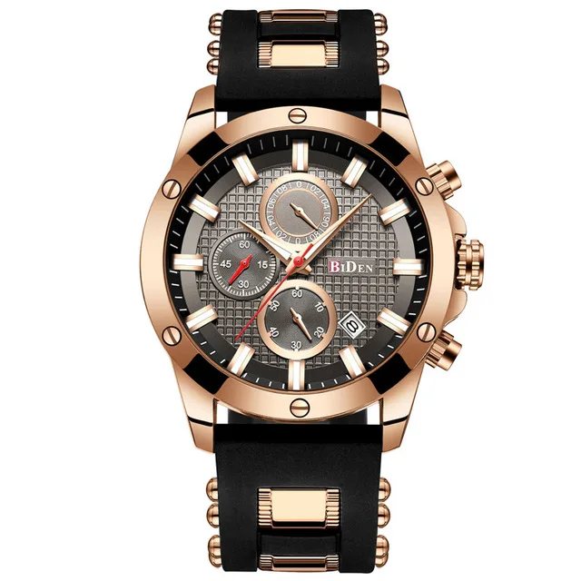 Мужские s часы лучший бренд класса люкс BIDEN часы мужские модные спортивные кварцевые часы полностью стальные деловые водонепроницаемые часы Relogio Masculino - Color: brown
