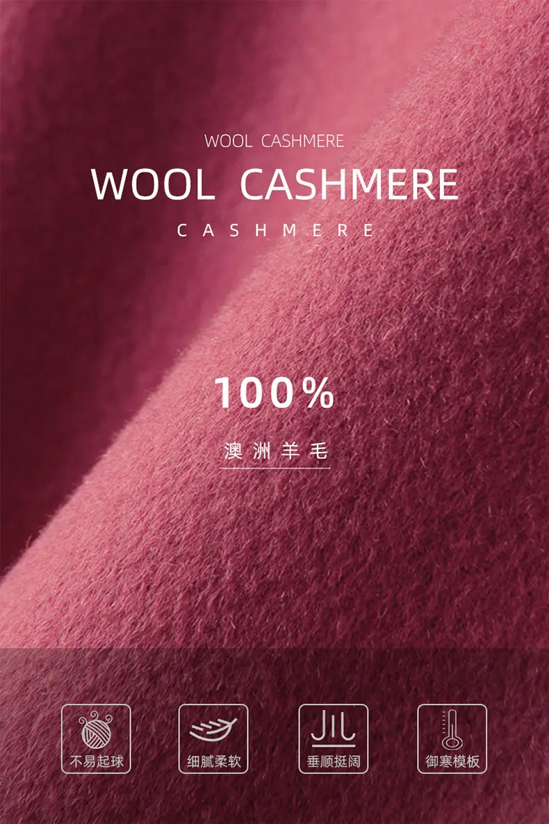 womens parka coat Korean Rose Red Double-Sided Hooded Long Woolen Overcoat Womens Long High-end Thickened 2021 Winter Loose Cocoon 100% Wool Coat north face parka