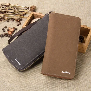 

Men's wallet long canvas zipper wallet retro student wallet multi-card clutch