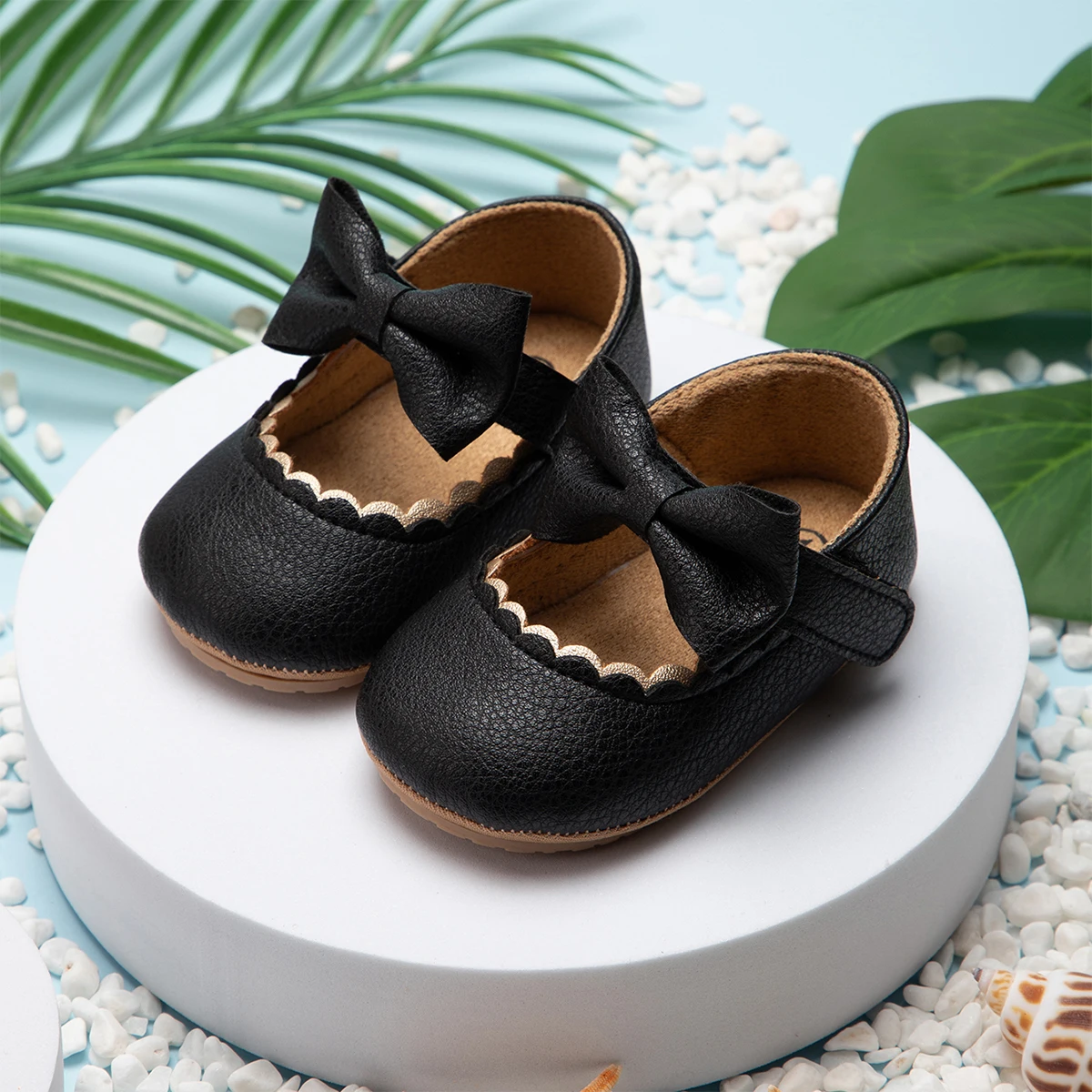 KIDSUN Baby Casual Shoes Infant Toddler Bowknot Non-slip Rubber Soft-Sole Flat PU First Walker Newborn Baby Girl Accessories