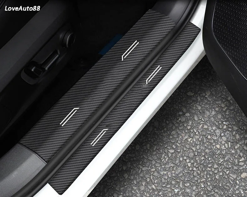 For Toyota Corolla Carbon Fiber Leather Interior Exterior Threshold Door Sill Decoration Strip Welcome Pedal