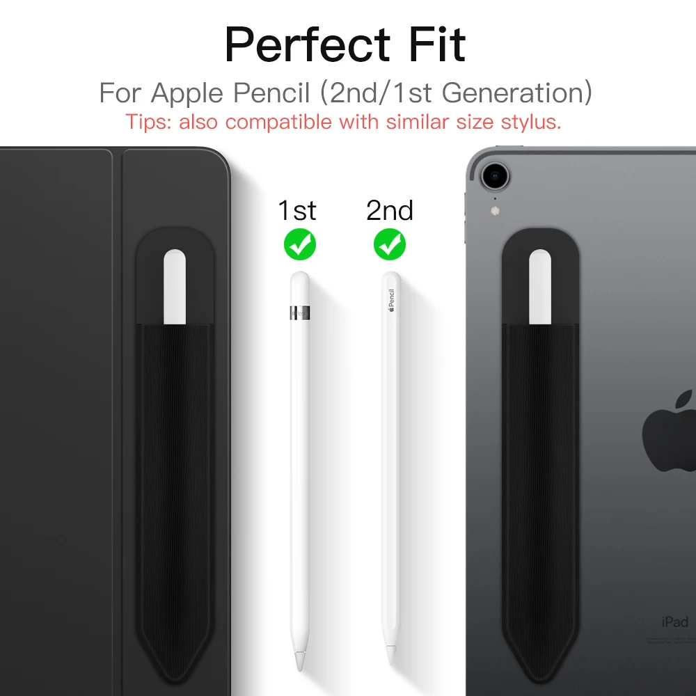 Pencil Case Holder Sticker for Apple Pencil (1st and 2nd Gen),Elastic Pocket Pouch PU Leather Adhesive Sleeve for Air 3