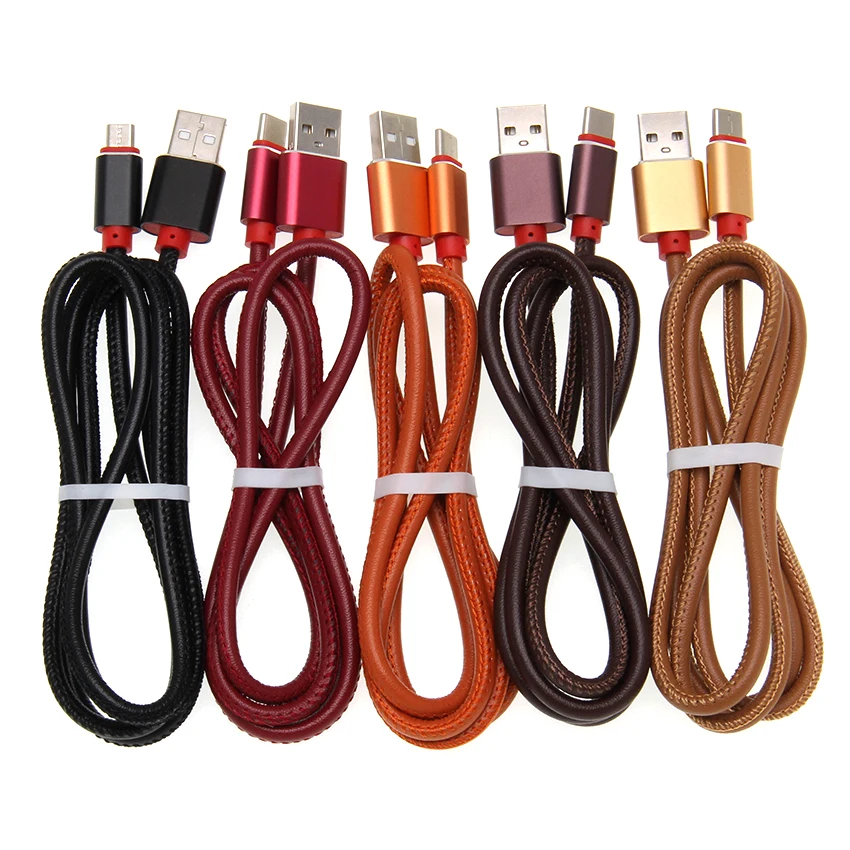 USB 케이블 가죽 빠른 충전 아이폰 XS 맥스 화웨이 삼성 안드로이드 마이크로 USB 유형 C 케이블 데이터 충전기 케이블 1000 개/몫