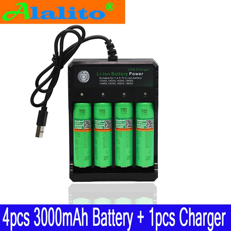 4 шт. 2019/100% оригинал VTC6 18650 V 3000 mAh Li ion 3 7 batera para SONY us18650 vtc6 USO + USB зарядное устройство| |