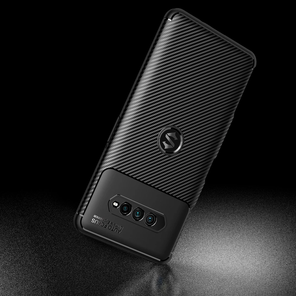 Carbon Fiber Pattern Fundas TPU Bumper Cover For Xiaomi Black Shark 4 Pro BlackShark4s 6.67 inches Case Shockproof Shell mobile phone case with belt loop