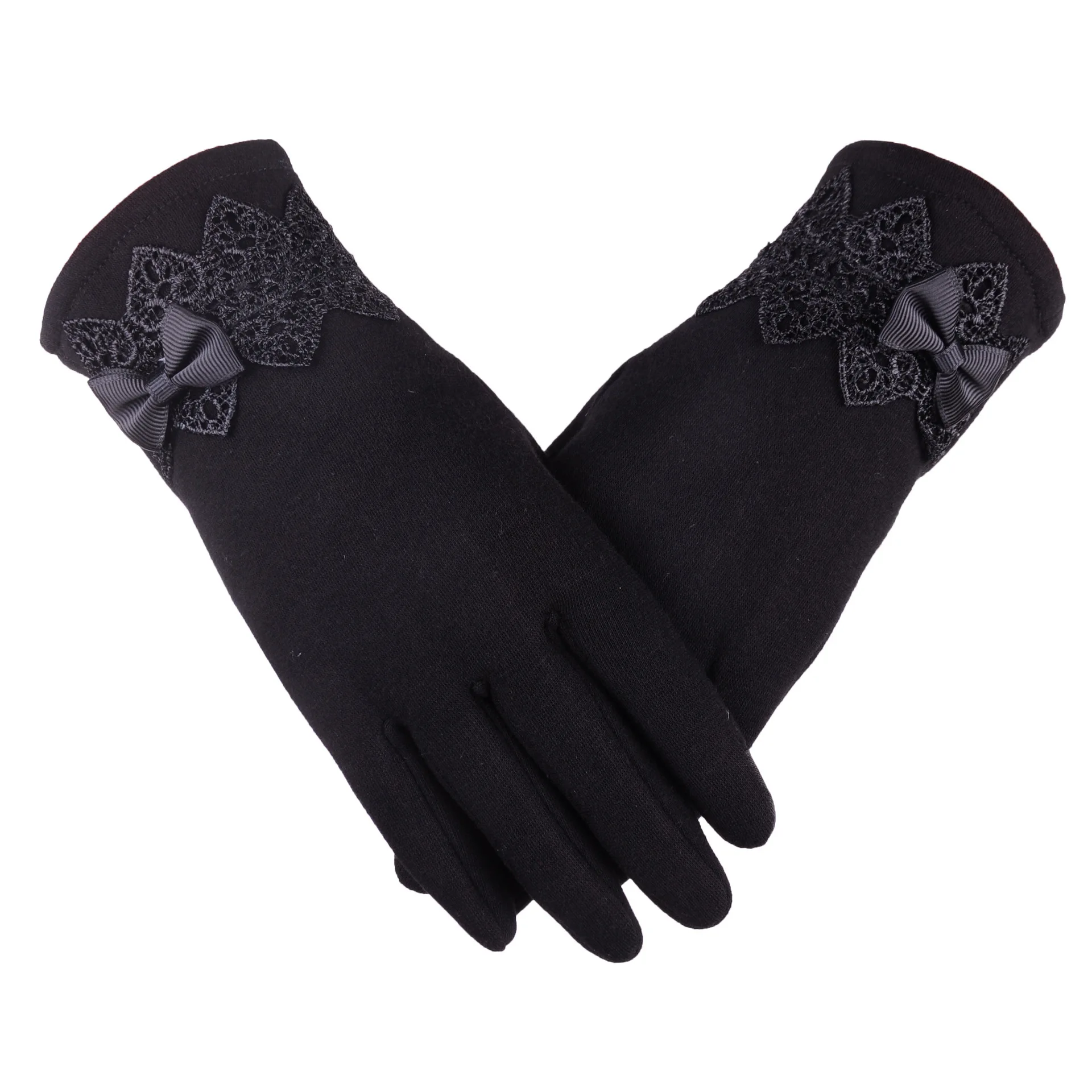 

Gloves Women's Winter Warmcotton GlovesMittensWomen's GlovesBowknot Winter Gloves Add Velvet To Keep Warm Mittens Winter Gloves