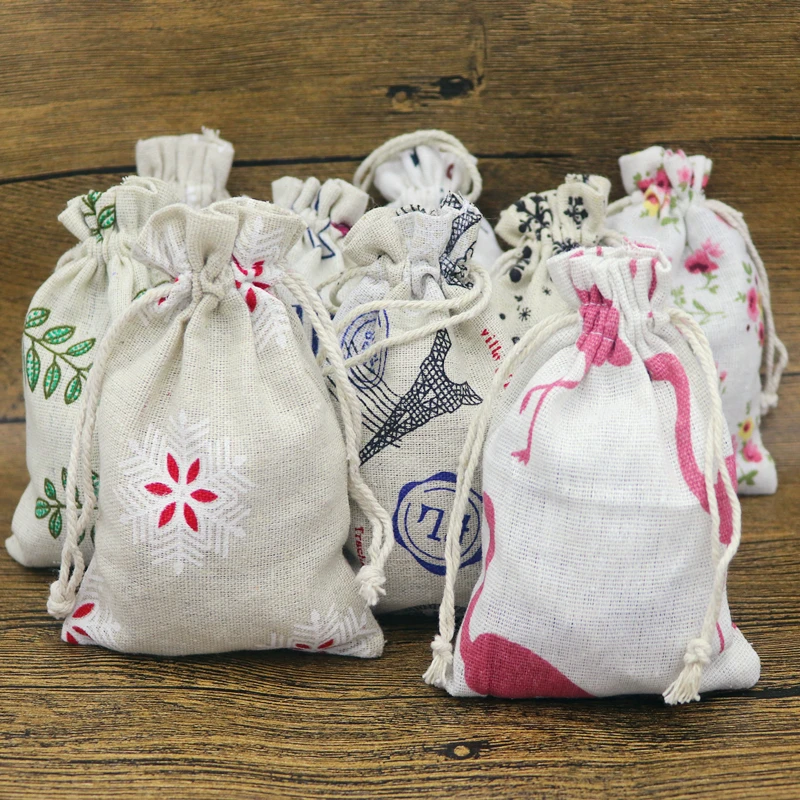 

New 20 pcs 10x14cm cotton linen fabric dust bag candy/key/money/pen/socks receive bag home Sundry kids toy storage bag