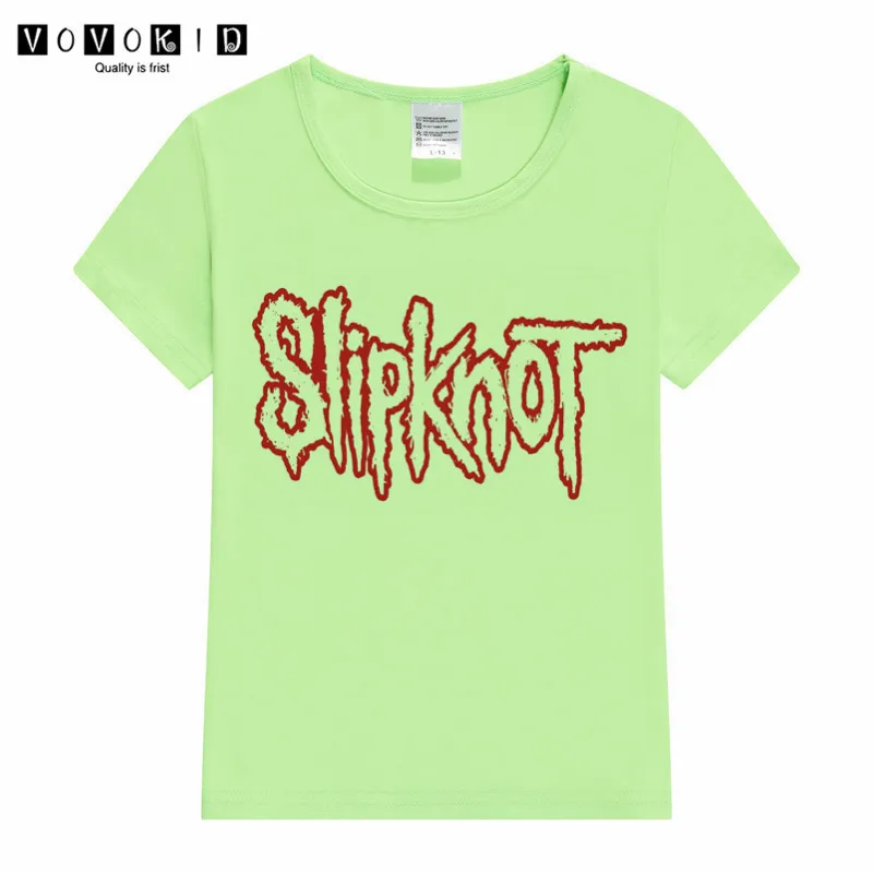 Футболка с принтом «Slipknot» для маленьких девочек и мальчиков детские Забавные футболки для маленьких детей розовые, серые, белые топы для маленьких девочек - Color: P1719B-green