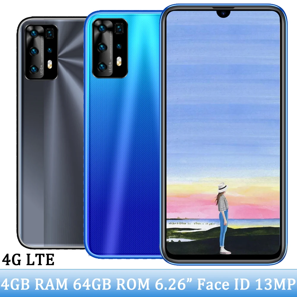 Android 7.0 Note 9 4G LTE 6.26&quot RAM+64G ROM Global Smartphone Face ID Mobile Phones Front/Back Camera Celulares 13MP Unlocked |