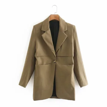 

2020 Summer Women Linen Blazers Coats Long Sleeve Single Button Casual Blazers Female Slim Elegant Blazers Outerwear Clothes