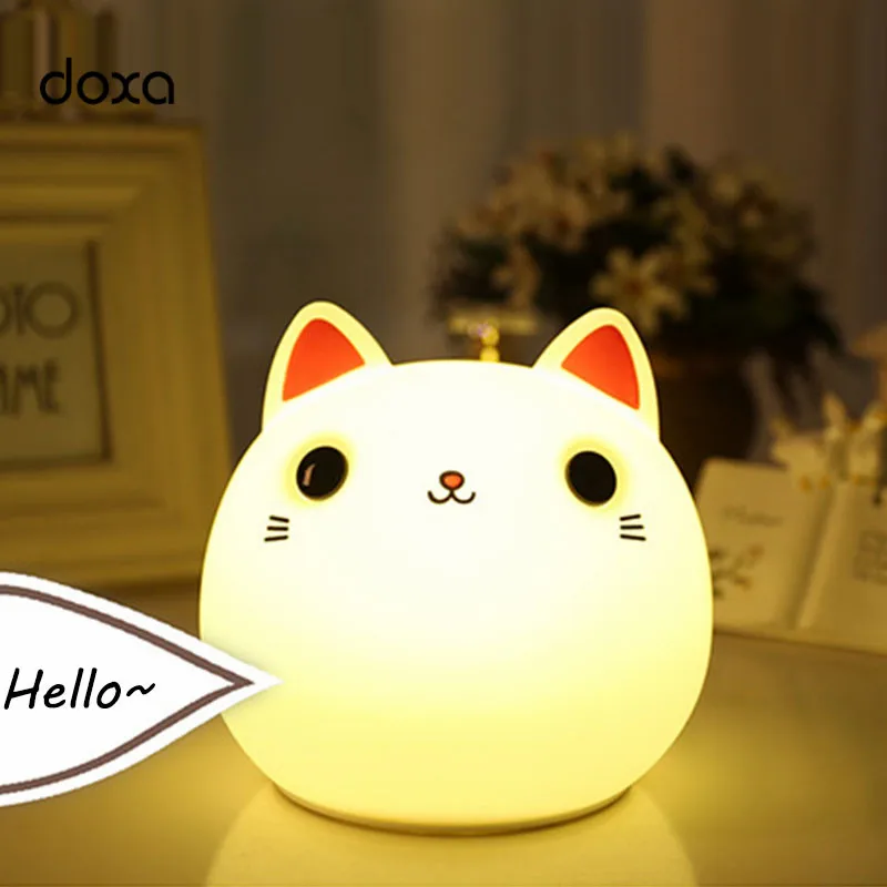 

LED Night Lights Creative Lovely Cat Table Lamparas GY285 Colorful USB Charging Bedside Lamps for Home Decoration Holiday Gifts