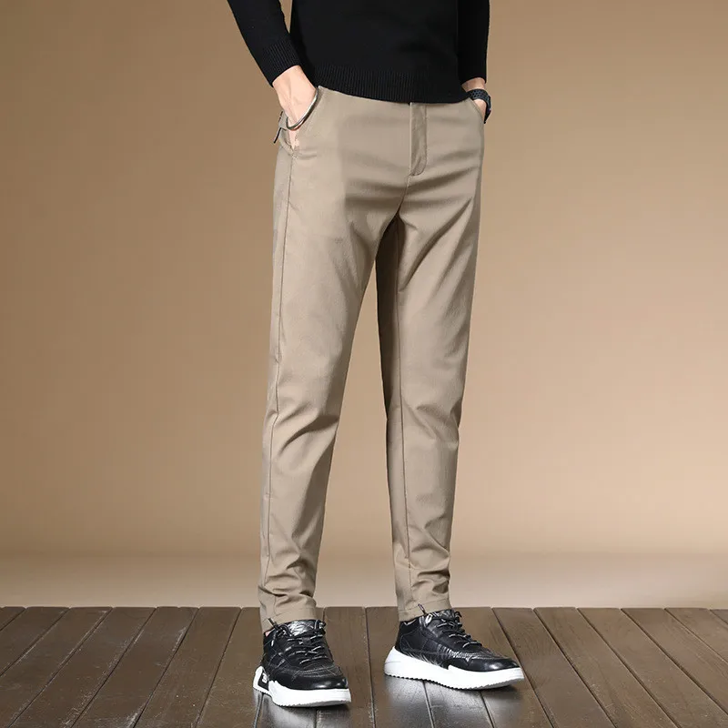 Summer Pants Men High Waist Suit Chinos 