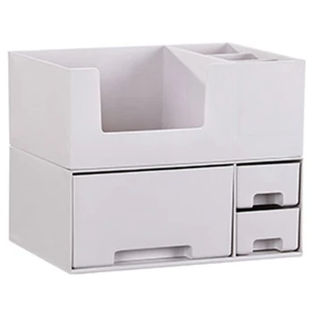 

Plastic Cosmetic Storage Box Multifunction Desktop Storage Boxes Drawer Makeup Organizers Stationery Storage Organizer Gray(Base