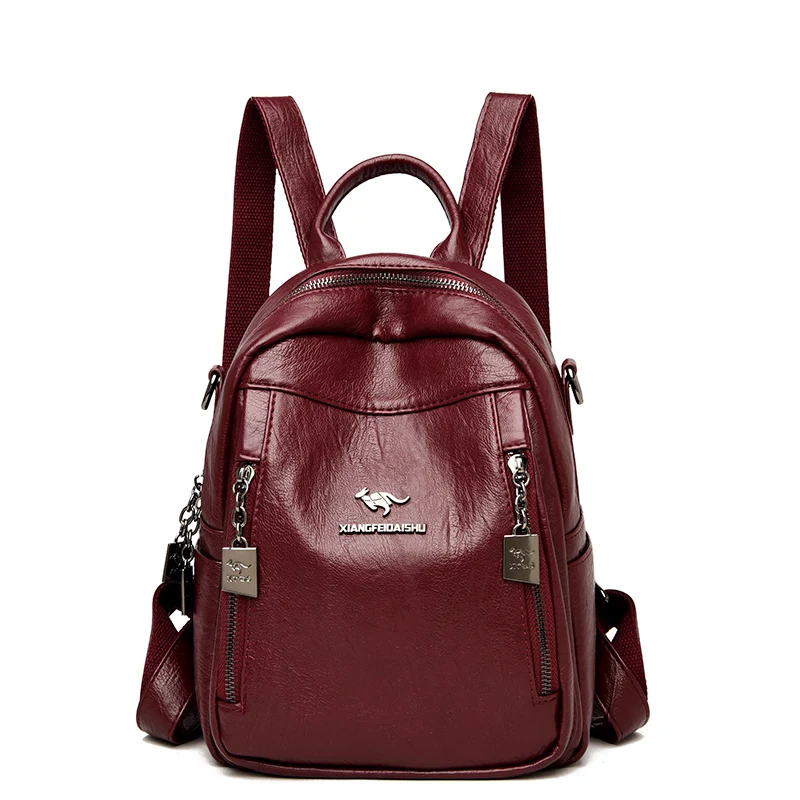 

2023 new women's backpack high-quality leather girls schoolbag multi-pocket large-capacity backpack travel children's schoolbag