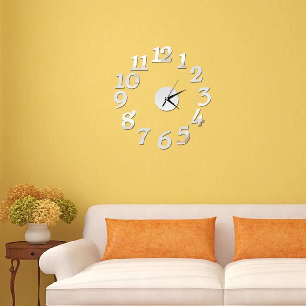 3D Wall Clock Mirror Wall Stickers Fashion Living Room Quartz Watch DIY Home Decoration Clocks Sticker reloj de pared 2
