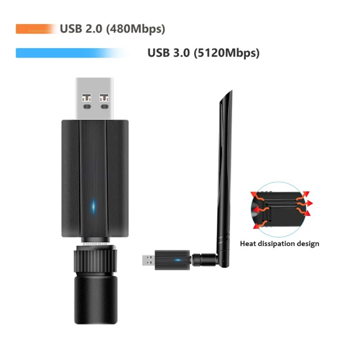 1200 м беспроводная сетевая карта Wifi приемник двухдиапазонный 2,4G+ 5,8G USB3.0 адаптер EM88