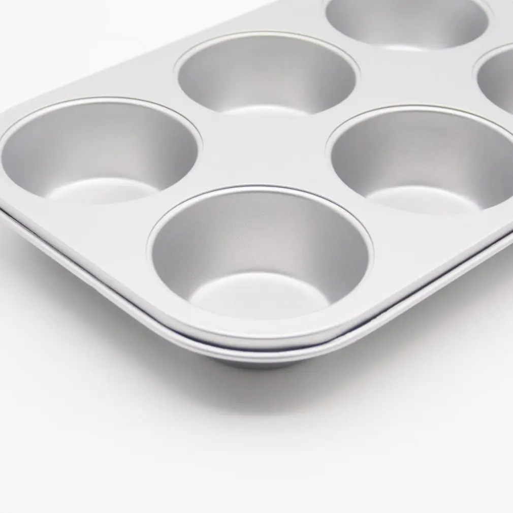 6-Cup Muffin Baking Pan Cake Bread Mold Cupcake Pan High-carbon Steel Non-Stick Bakeware Mould Kitchen Tools