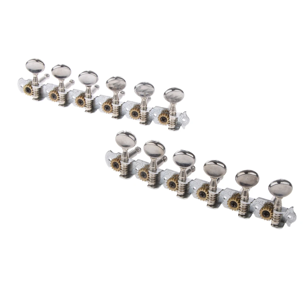 6L 6R Tuning Pegs Tuners Machine Heads for 12 String Acoustic Guitar Silver | Спорт и развлечения