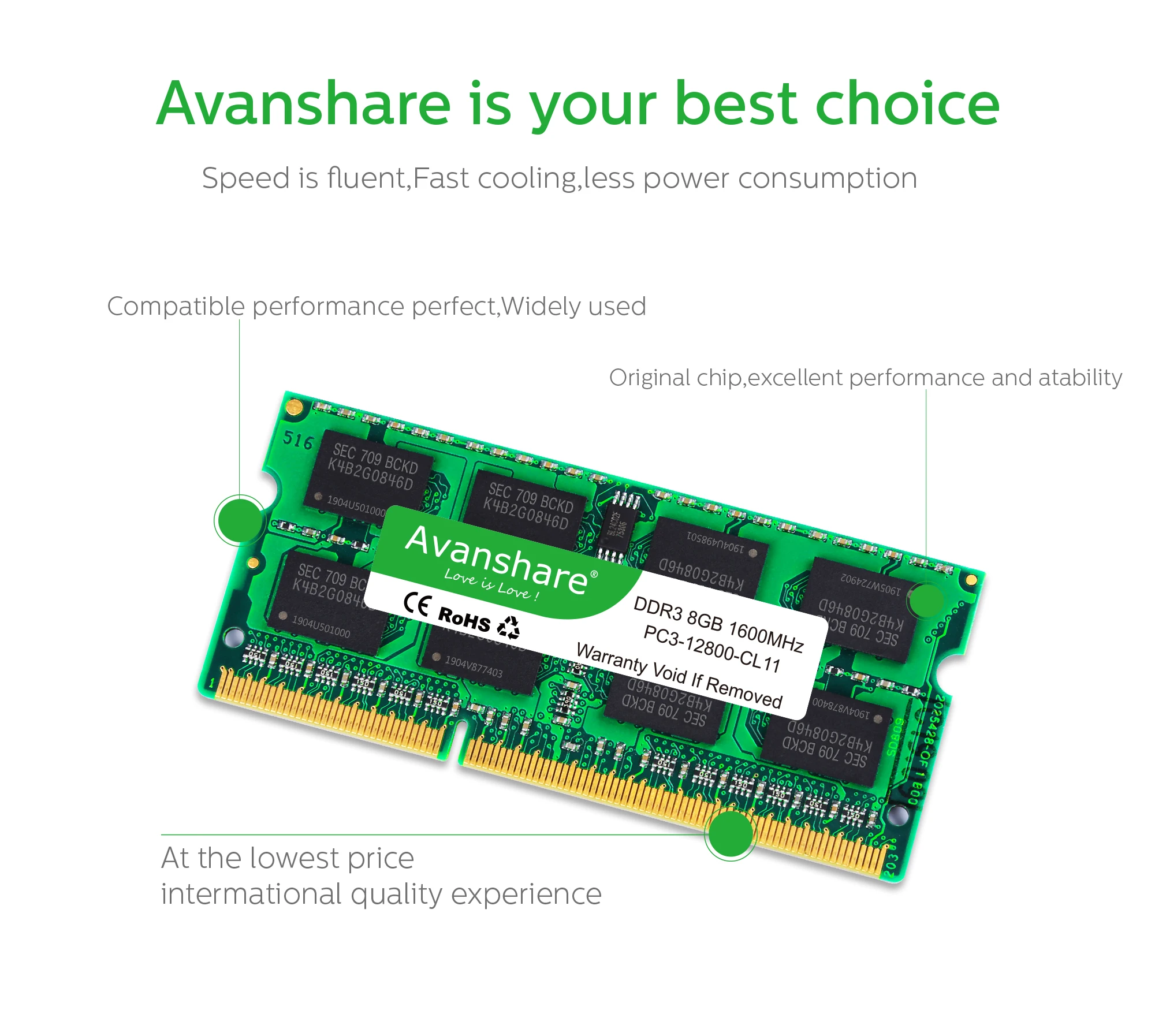 Ноутбук Avanshare DDR3 4GB 8GB 1333Mhz 1600Mhz SO-DIMM ram 204Pin