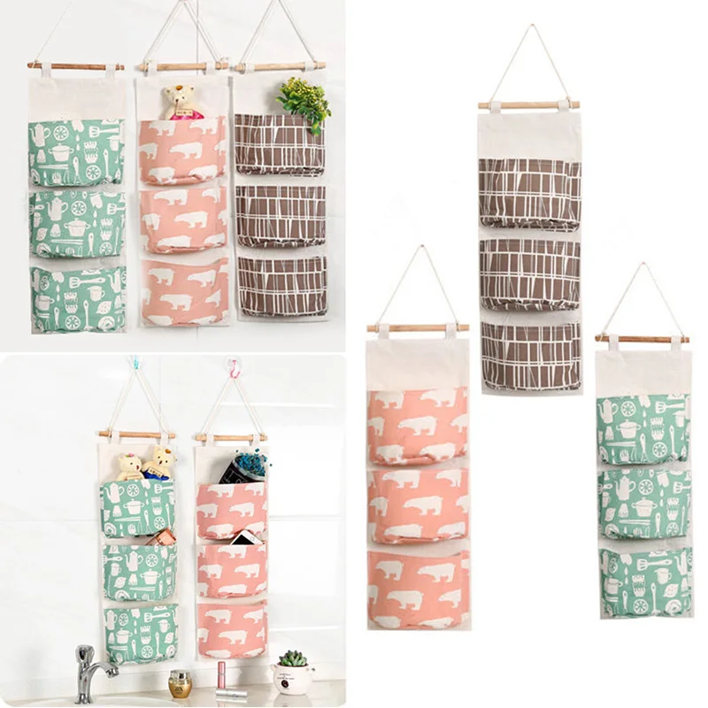 Attractive Wall Hanging Storage Bag 3Grids Sundries Organizer Waterproof&Durable Home Garden Supplies