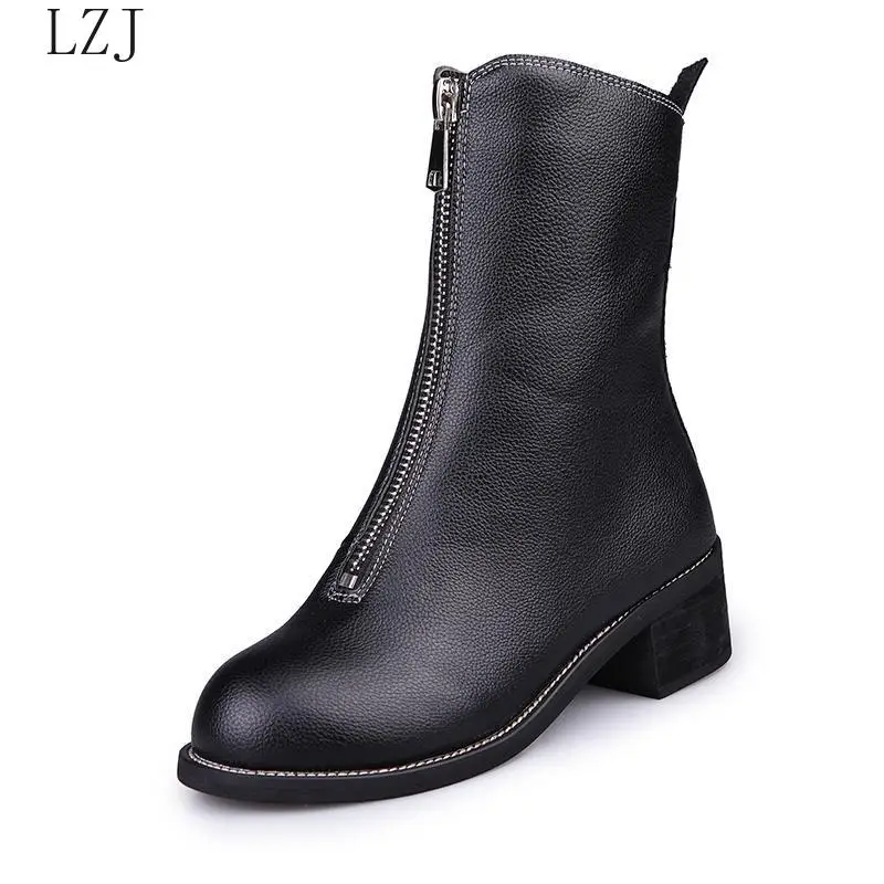 winter boots women's and ankle boots high quality pointed ladies boots leather fashion boots black sexy women's boots size