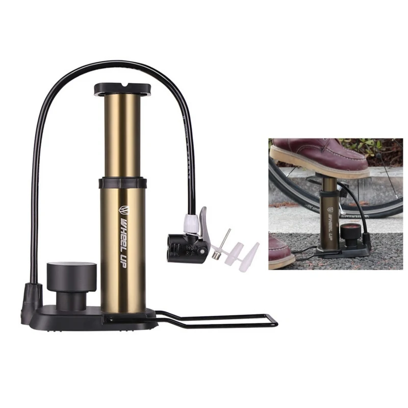 Велосипедный насос для верховой езды, манометр из алюминиевого сплава, ножная педаль, портативный напольный воздушный насос, внешний шланг, подходит для наружного велосипедного инструмента