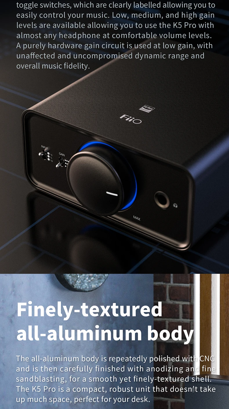 FiiO K5 Pro HiFi аудио AK4493 Deskstop усилитель ЦАП с RCA/6,35/3,5 мм выход USB-B/OPT/коаксиальный/RCA вход 768 к/32 бит DSD512