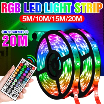 

DuuToo RGB Strip Light LED Waterproof Flexible Ribbon 5050 SMD Fita DC12V Tape Diode 5M 10M 15M 20M Bombilla Strip US EU UK Plug