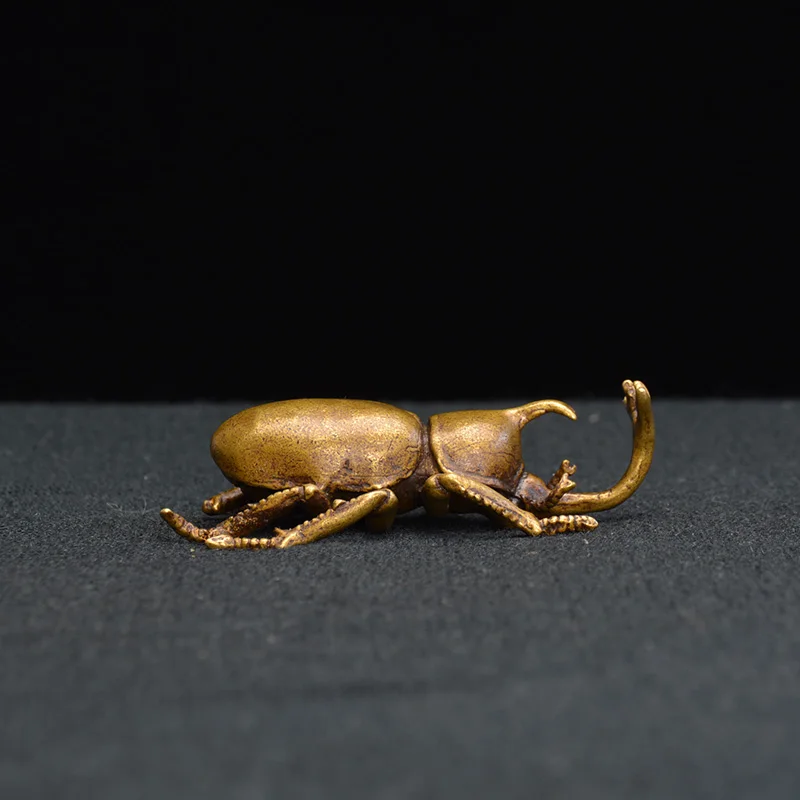  Vintage Copper Insect Tea Pet Japanese Rhinoceros Beetle Small Ornaments Brass Dynastes Hercules Ho