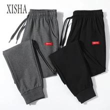 Хлопковые Штаны для бега, мужские быстросохнущие спортивные тренировочные штаны, однотонные спортивные штаны, черные штаны для бега, высококачественные спортивные штаны для фитнеса, штаны для спортзала