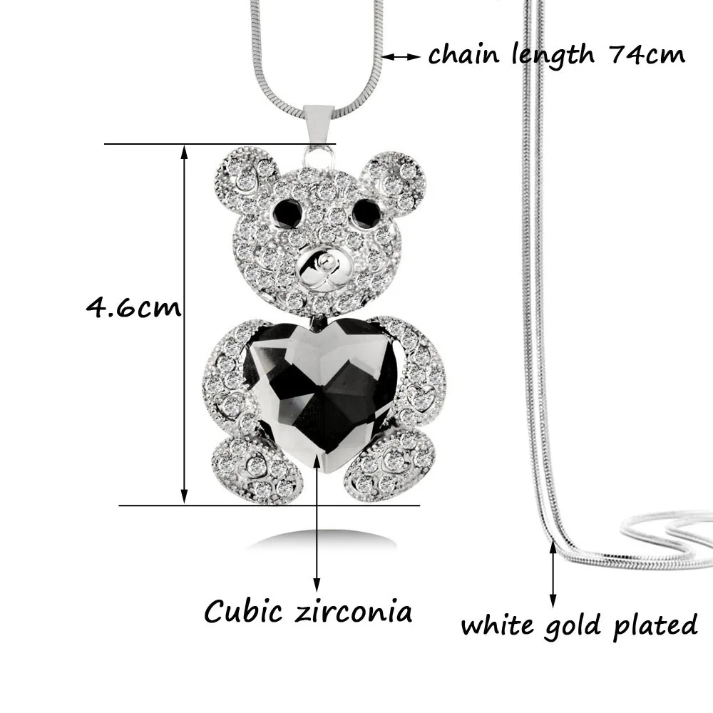 LEEKER готический стиль подвеска в виде медведя длинное ожерелье с голубым сердцем
