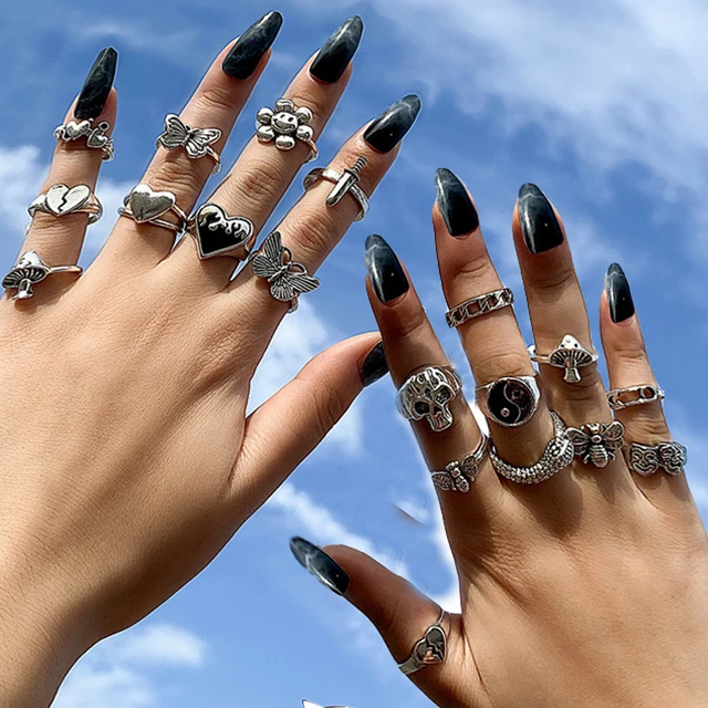 4 Pcs One Size Snake Rings Set for Women Men Antique Silver Color Gothic  Ring Creative All-Match Fashion Party Wedding Jewelry - AliExpress