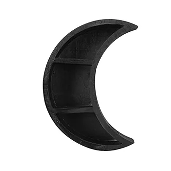 

Moon Shape Rustic Wooden Storage Shelf For Photos Durable Hanging Bedroom Floating Kitchen Home Decor Space Saving Wall Mounted