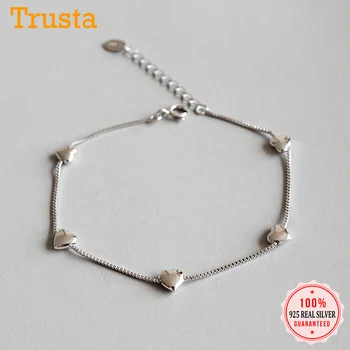 

Trusta Minimalist Genuine 925 Sterling Silver Fashion Love Heart Chain Bracelet For Women Girls Lady Wedding Jewelry Gift DS2365